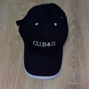 Club 21 Y Not Embroidered black baseball hat cap
